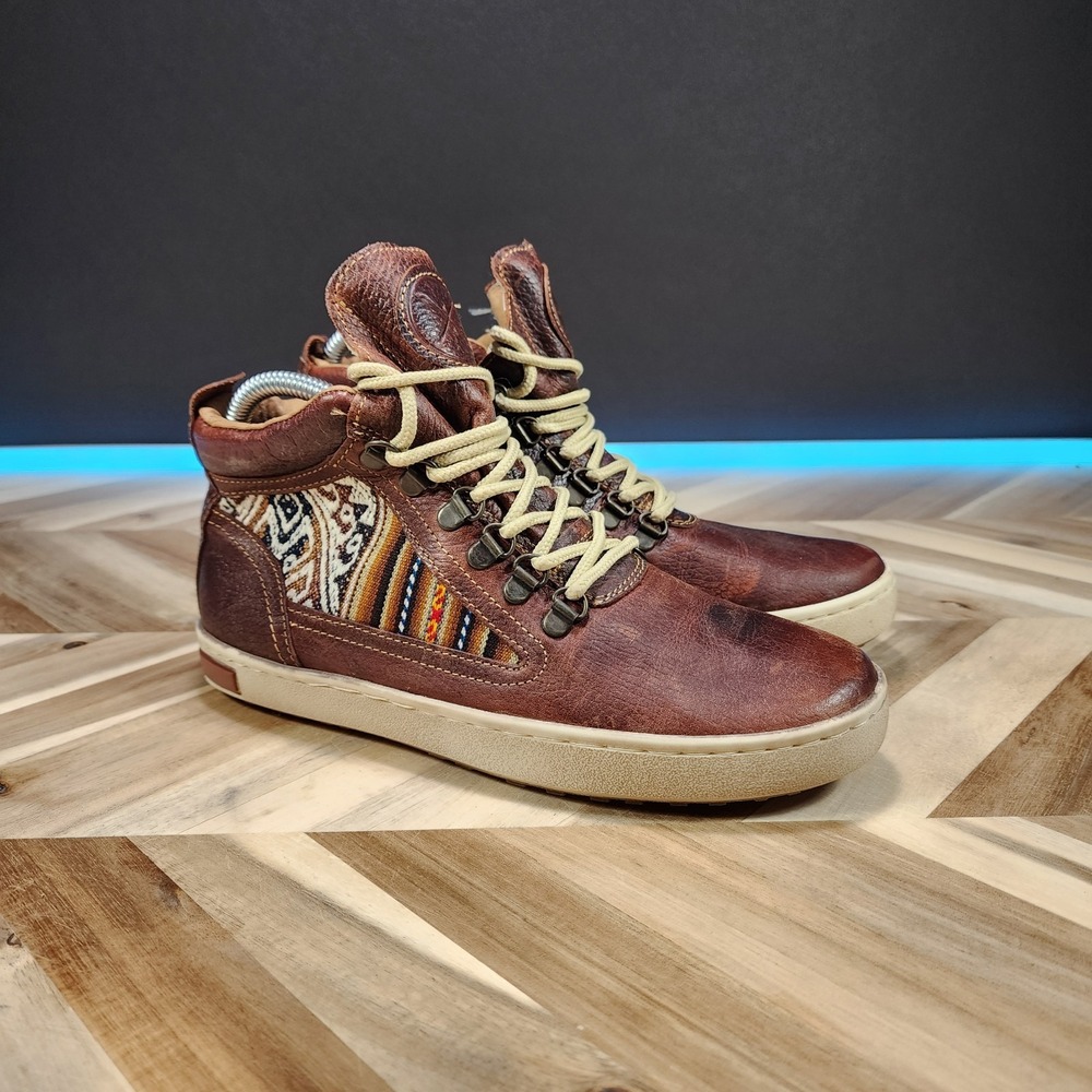 Inkkas Brown Leather Camping Boots Peruvian Inlay Hiking Womens 8 Men's 6